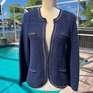 Lilly Pulitzer Rosa Navy Cardigan Jacket L